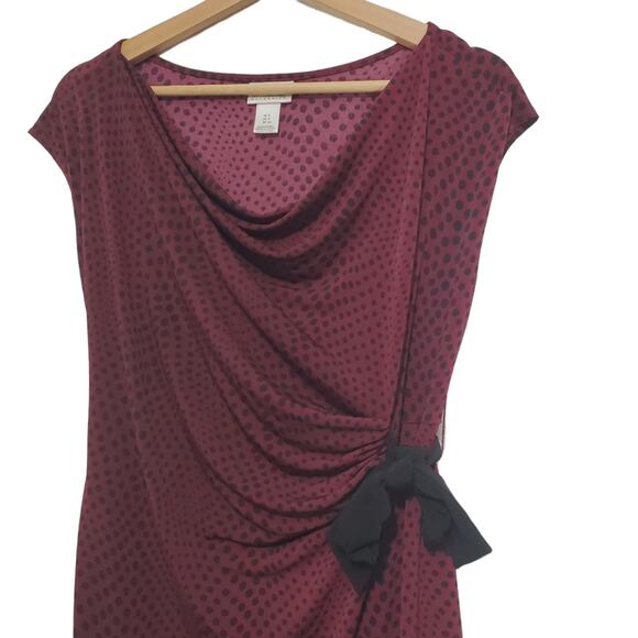 Motherhood | Maternity Deep Merlot Polka-dot Side Tie Stretch Dress - Picture 2 of 6